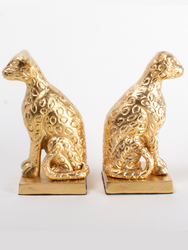 Picture of set of 2 gold leopard bookends
