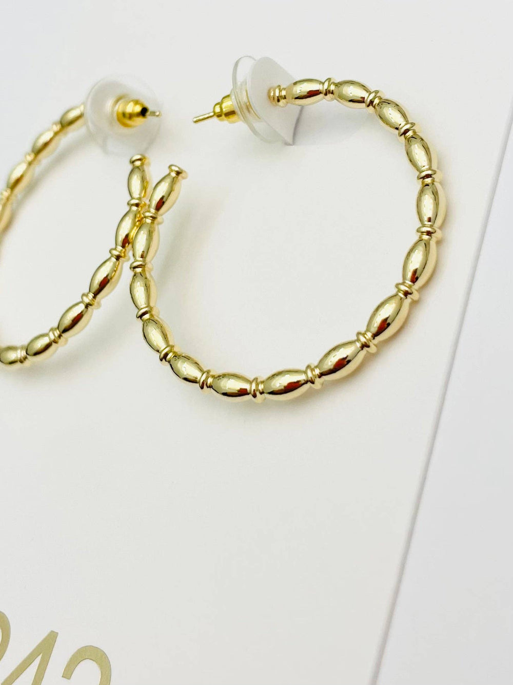 rice gold beaded hoop