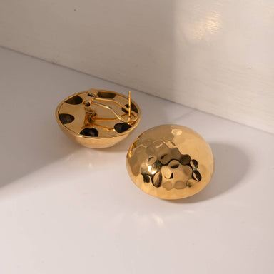 Gold hammered clip on earrings