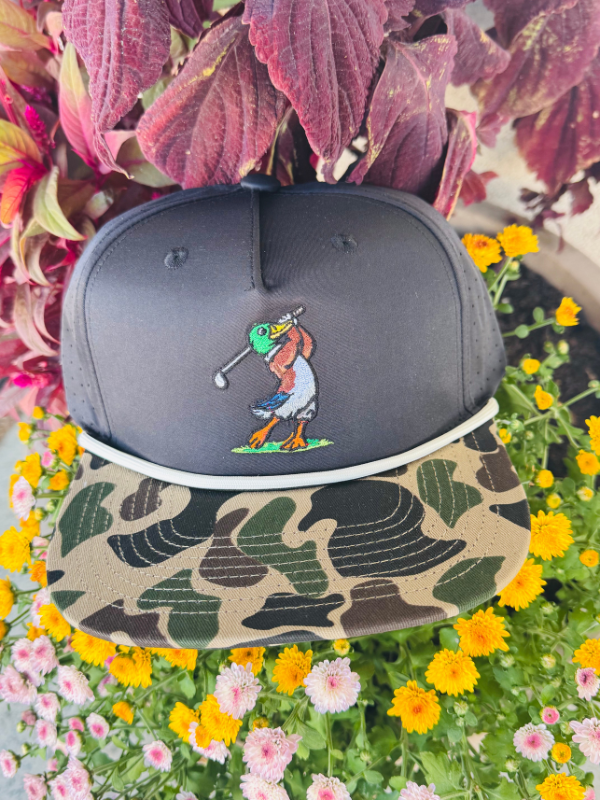 duck golfing on a black and camo