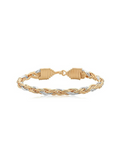 Gold and silver braided bracelet on a white background