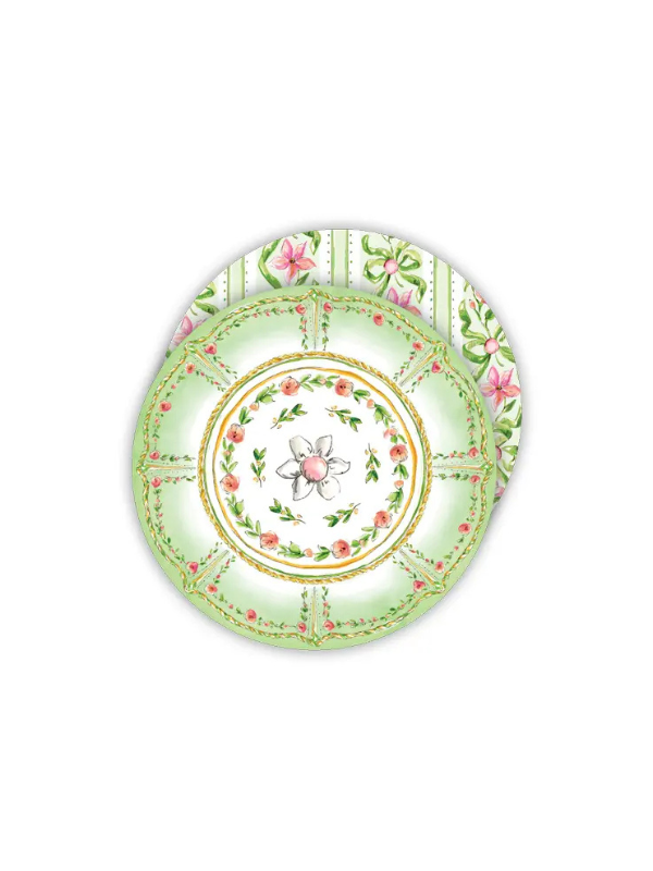 Green Garden Party Plate Round Handpainted Coaster