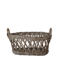 big Grey Washed Hand-Woven Rattan Basket with Handles 