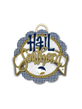 gold and blue gingham  scallop door hanger