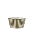 Green and cream striped ceramic bowl 