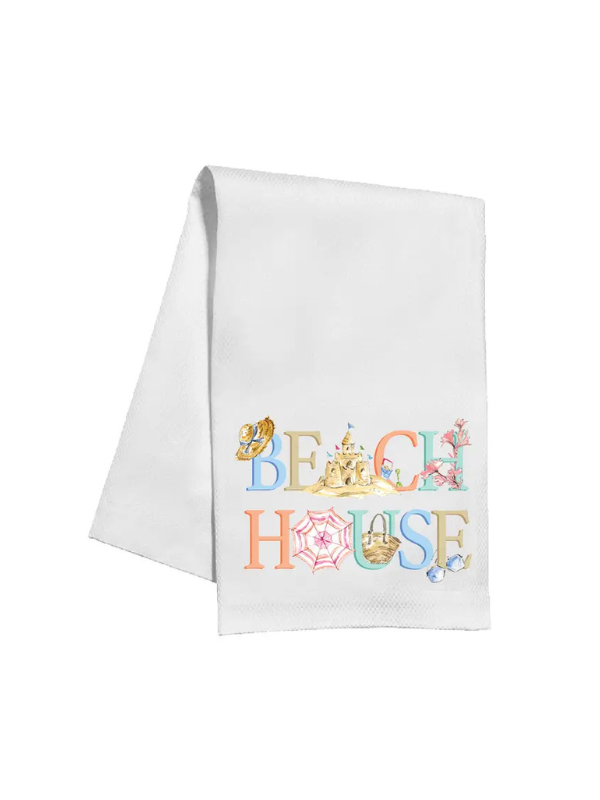 Handpainted Beach House Kitchen Towel