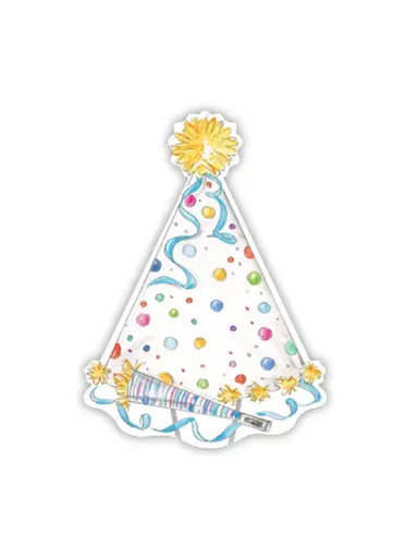 Handpainted Colorful Party Hat Die-Cut Accents Place Card
