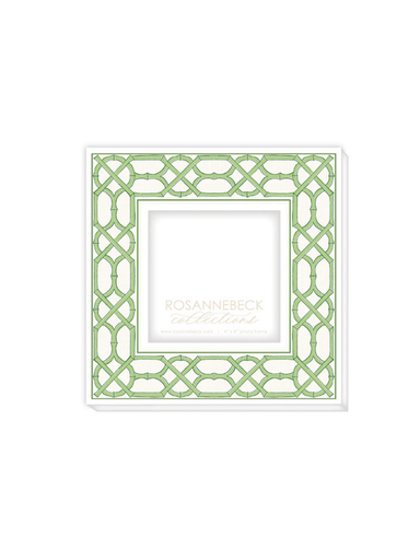 Decorative picture frame with a green geometric pattern