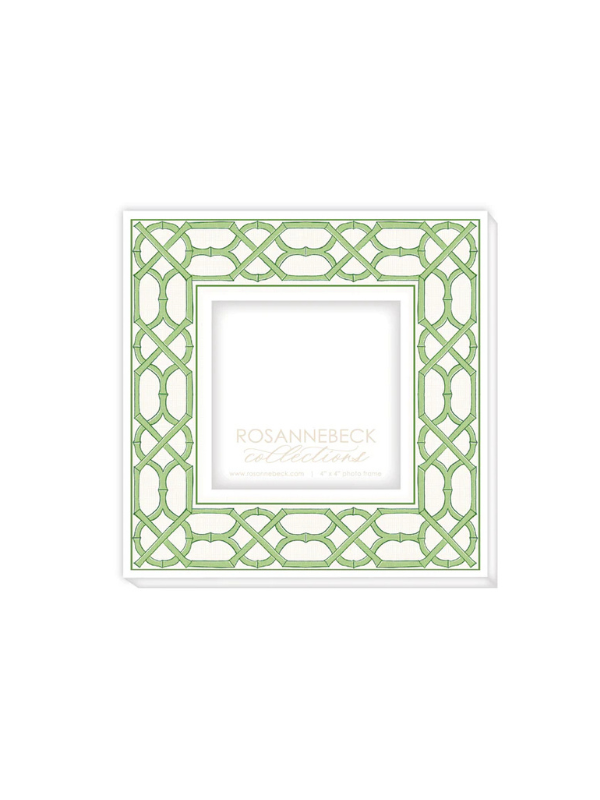 Decorative picture frame with a green geometric pattern