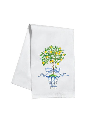 Handpainted Lemon Topiary In Chinoiserie Pot Kitchen Towel