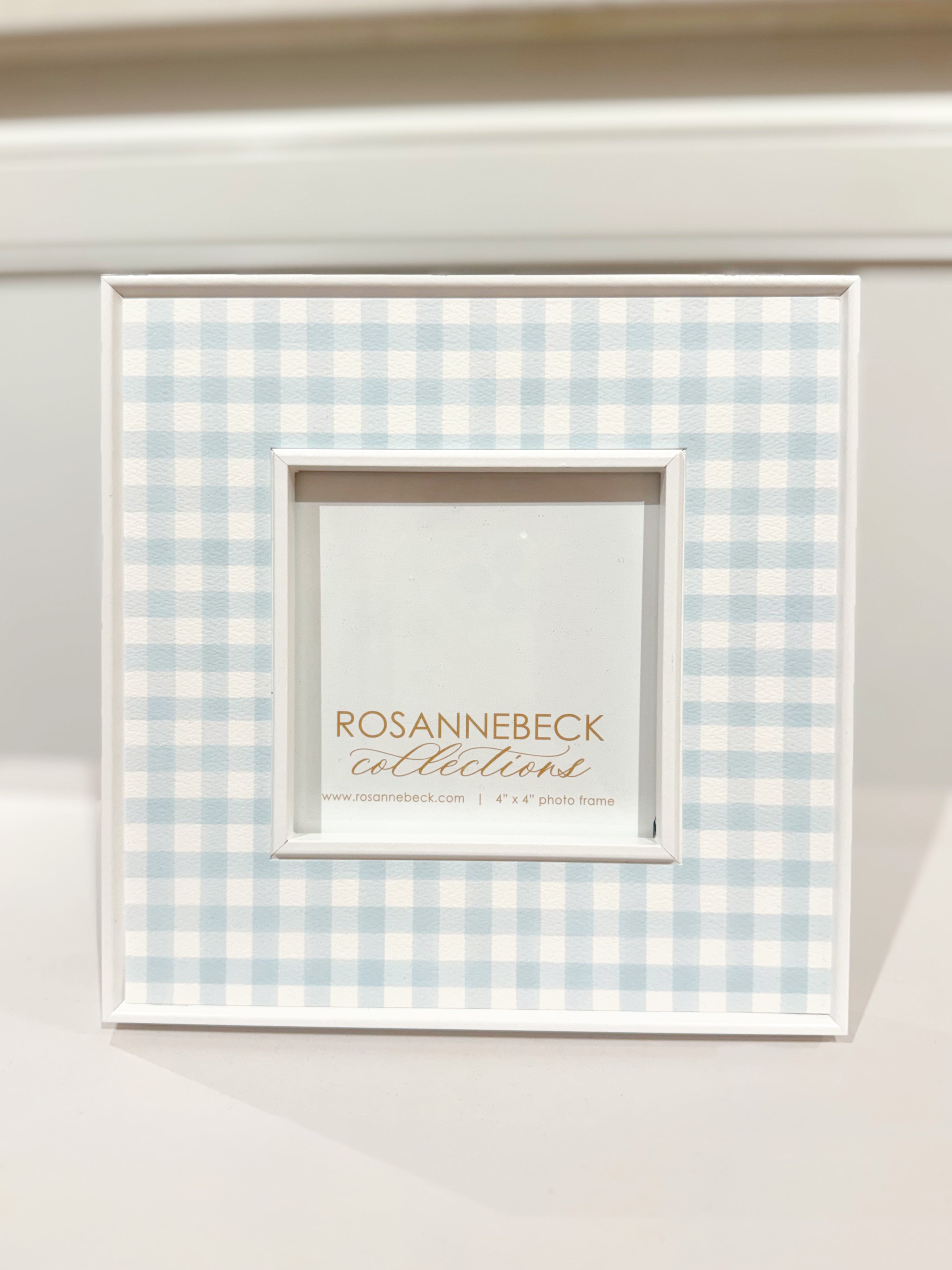 Handpainted Light Blue Gingham 4x4 Frame