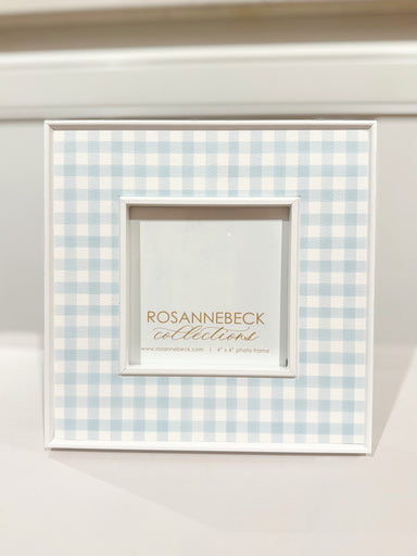 Handpainted Light Blue Gingham 4x4 Frame