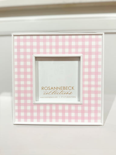 Handpainted Light Pink Gingham 4x4 Frame