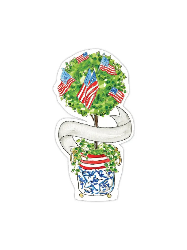 Handpainted Patriotic Topiary Die-Cut Accents Place Card 