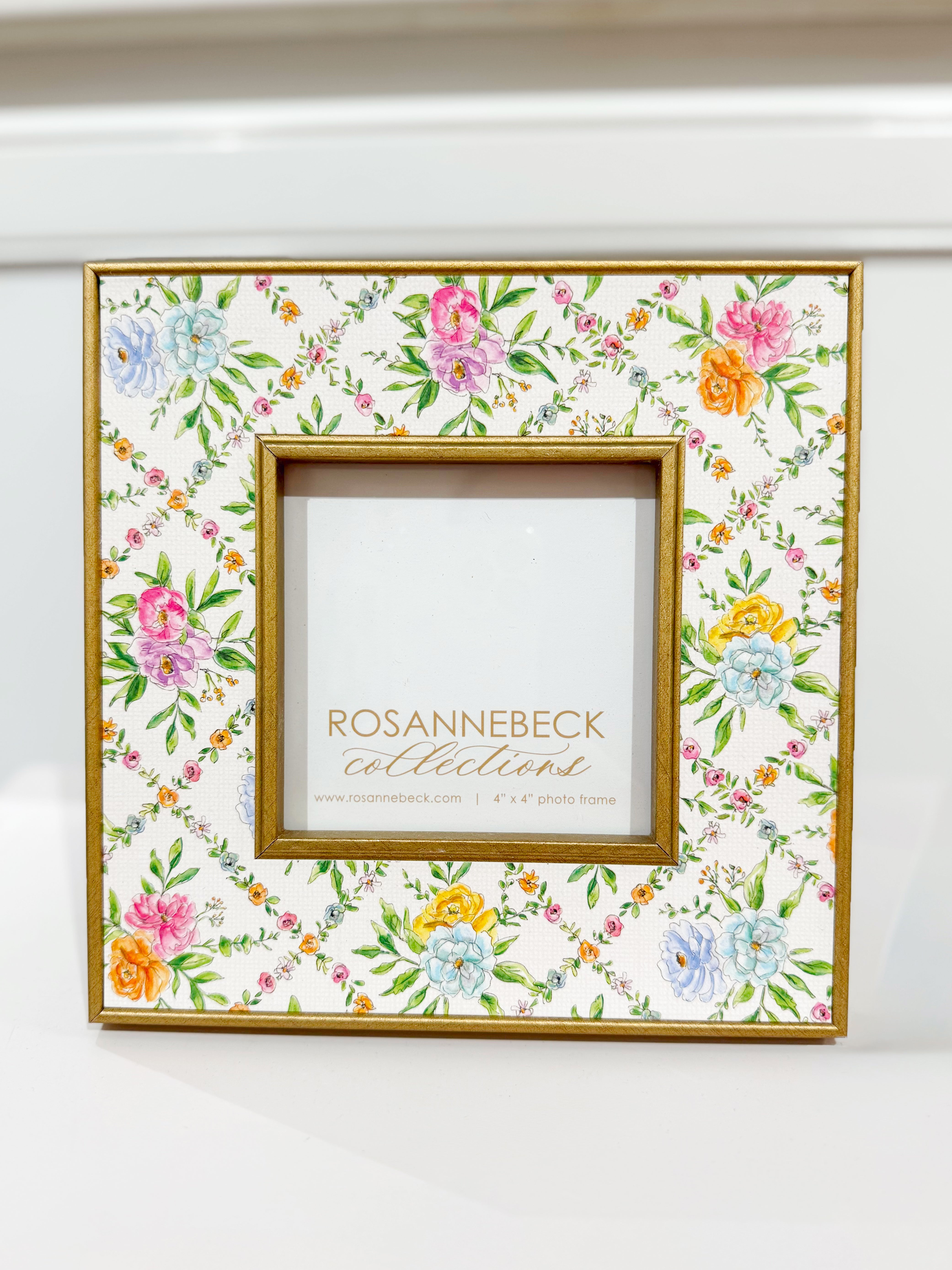 Handpainted Western Floral Trellis 4x4 Frame