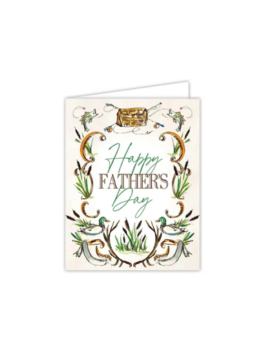 Greeting card with 'Happy Father's Day' text and decorative elements on a white background