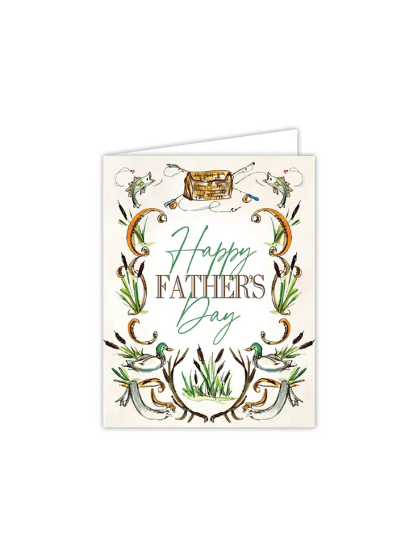 Greeting card with 'Happy Father's Day' text and decorative elements on a white background