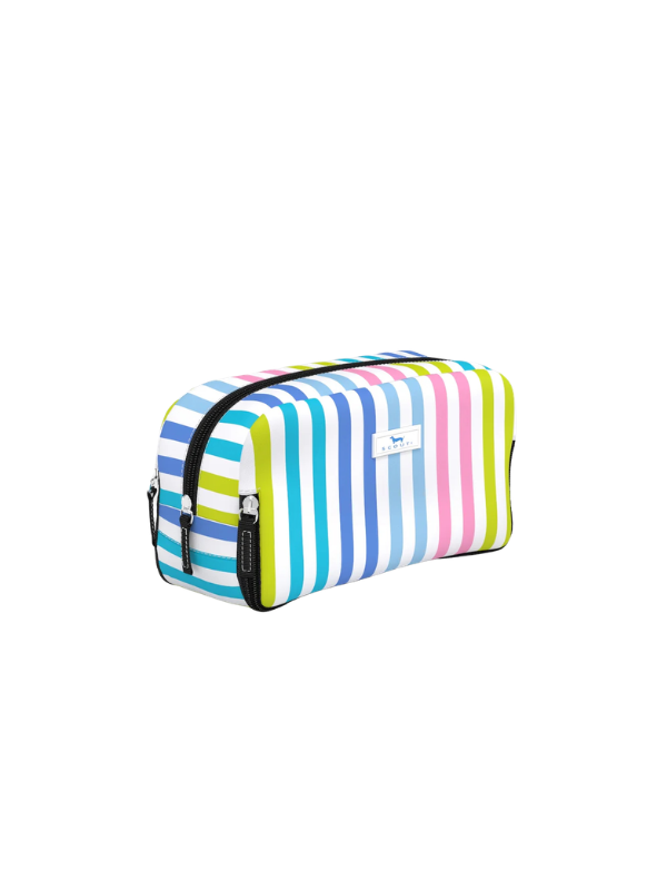 neon striped 3 way zip bag