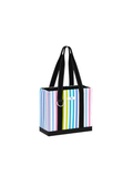 bright striped small tote bag with key holder 