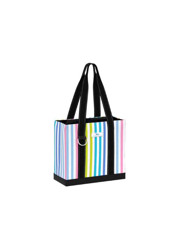 bright striped small tote bag with key holder 