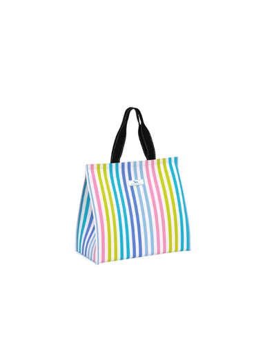 bright striped thermal tote bag