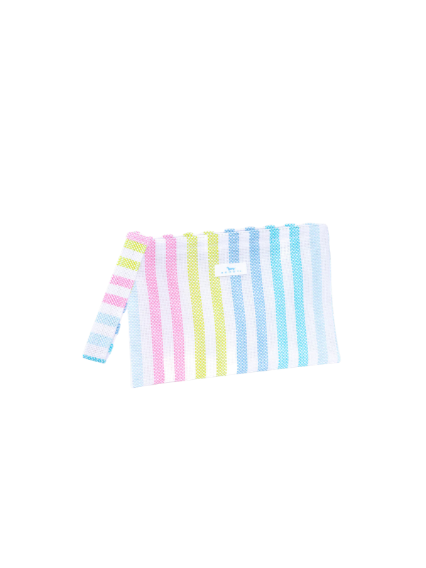 striped zip wristlet