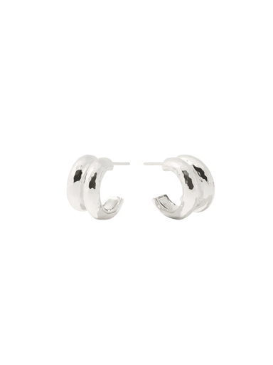 silver double small hoop