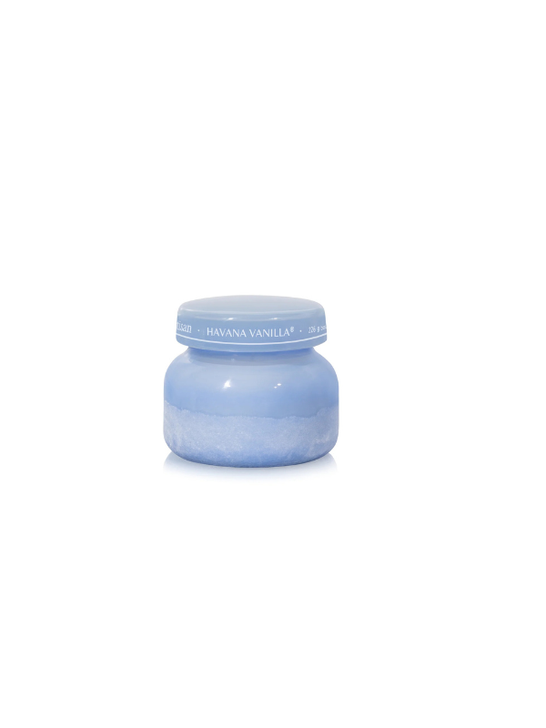vanilla candle with blue container