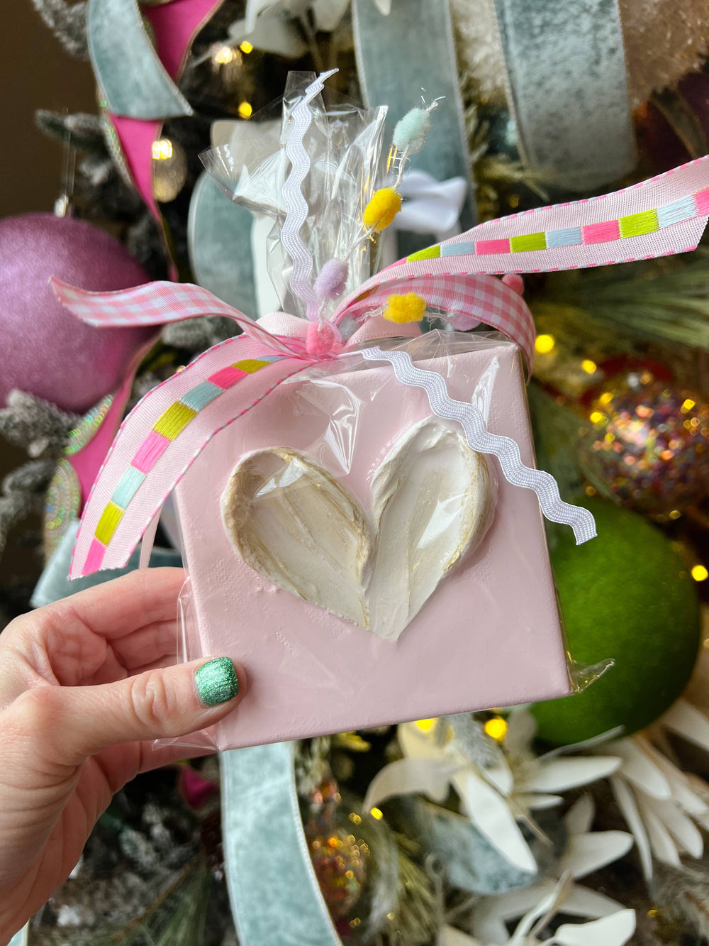 raised heart painted canvas