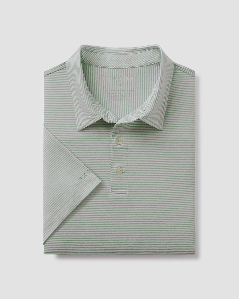 Heather Madison Stripe Polo in Dusty Olive By Southern Shirt Co.