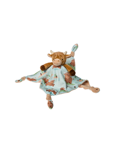 Hetty Highland Cow Character knotted lovey Blanket