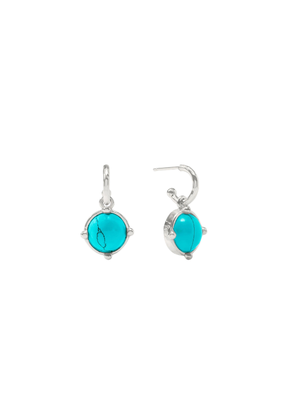 Pair of silver earrings with turquoise stones 
