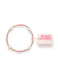 hot pink and gold beaded bracelet