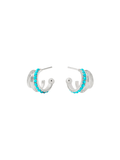 Silver hoop earrings with turquoise beads 