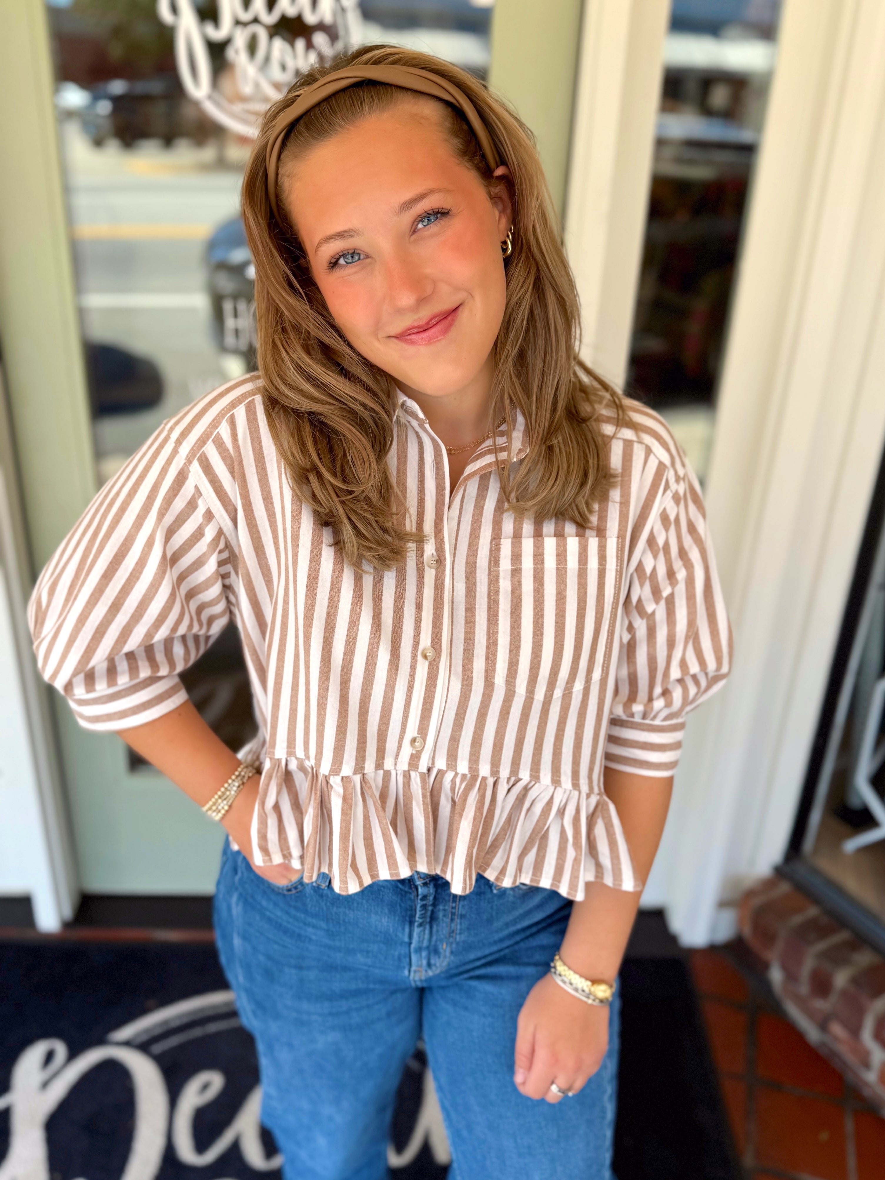 The Tanna Button Down Ruffle Top