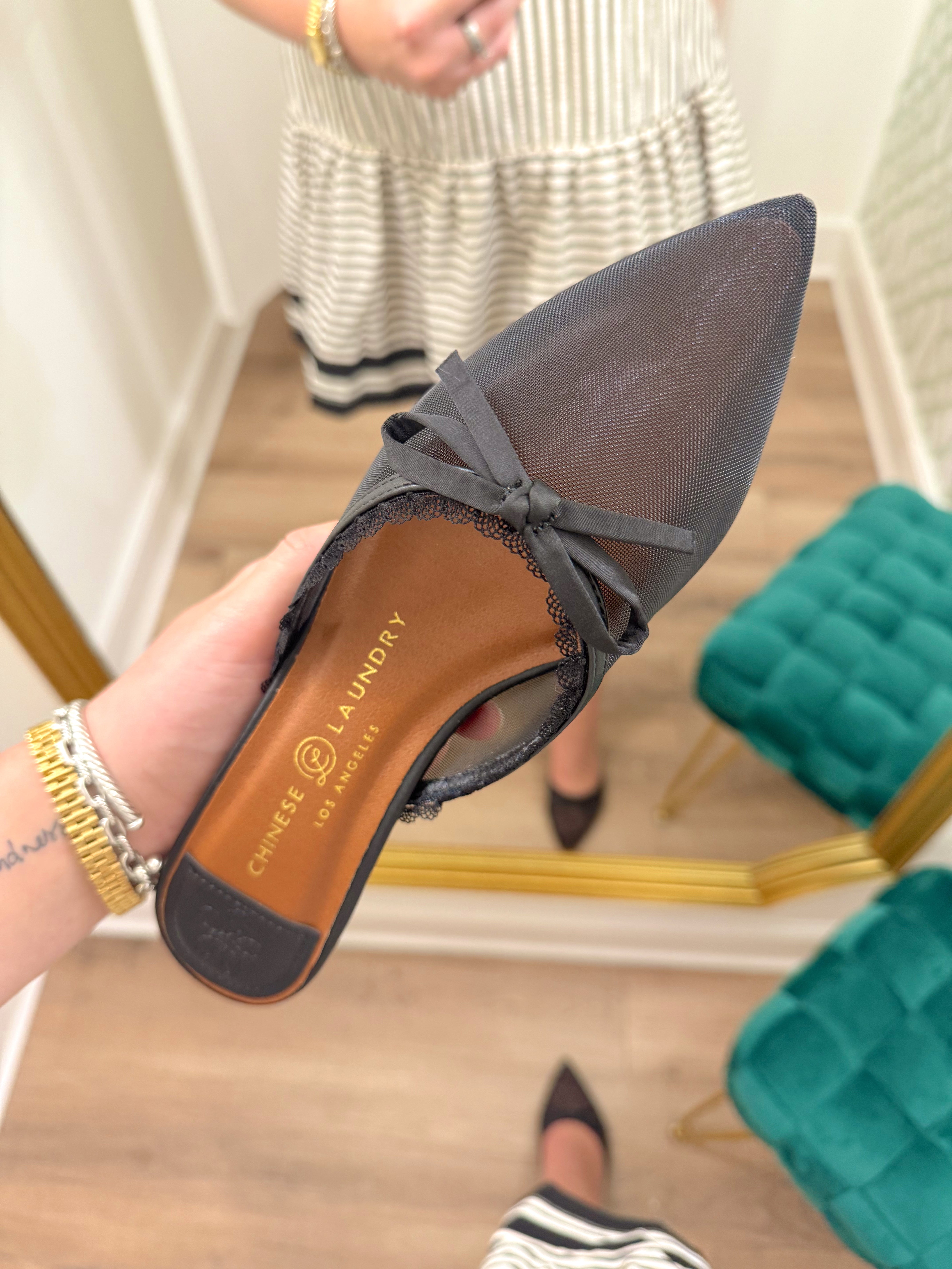 Mel Mesh Black Kitten Heel