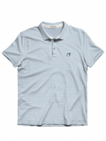 Airy Blue & Cape Blue Laurel Stripe Performance Polo by Peach State Pride