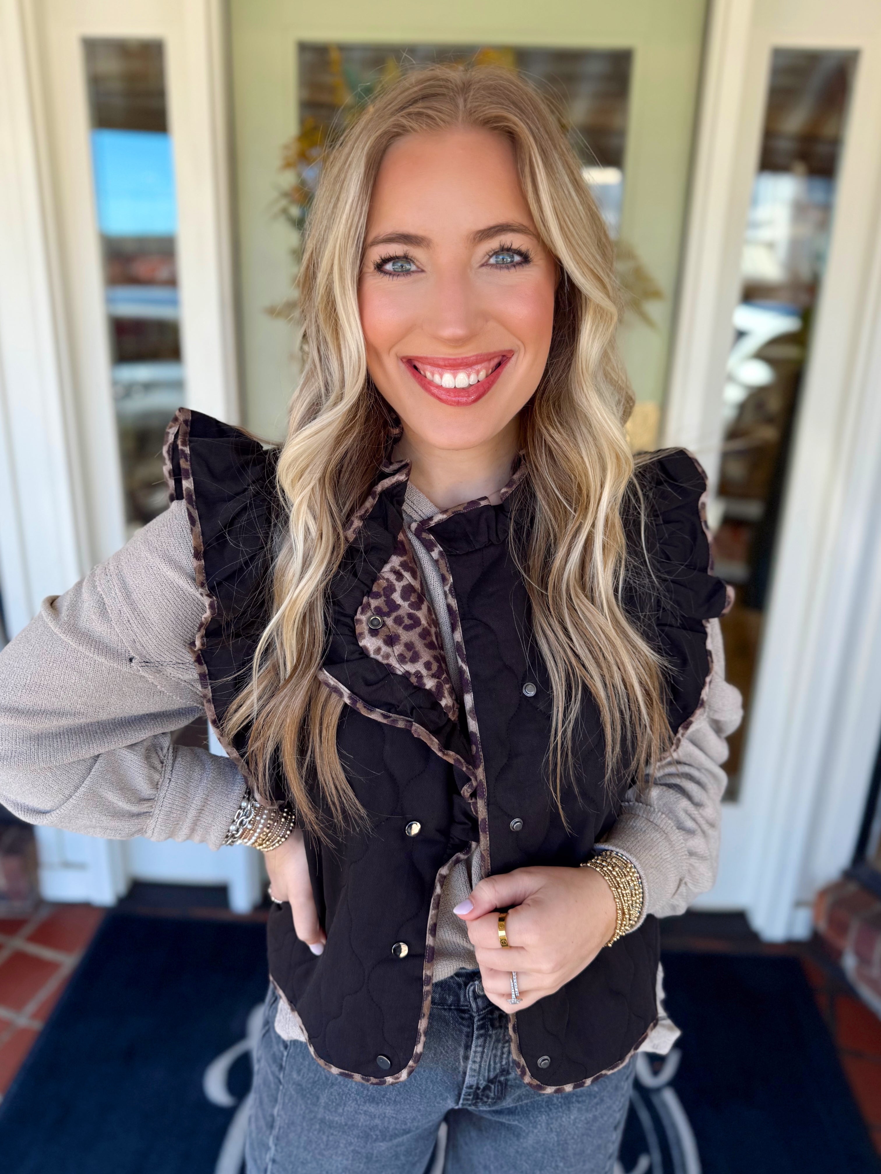 The Karmen Ruffle Leopard Vest