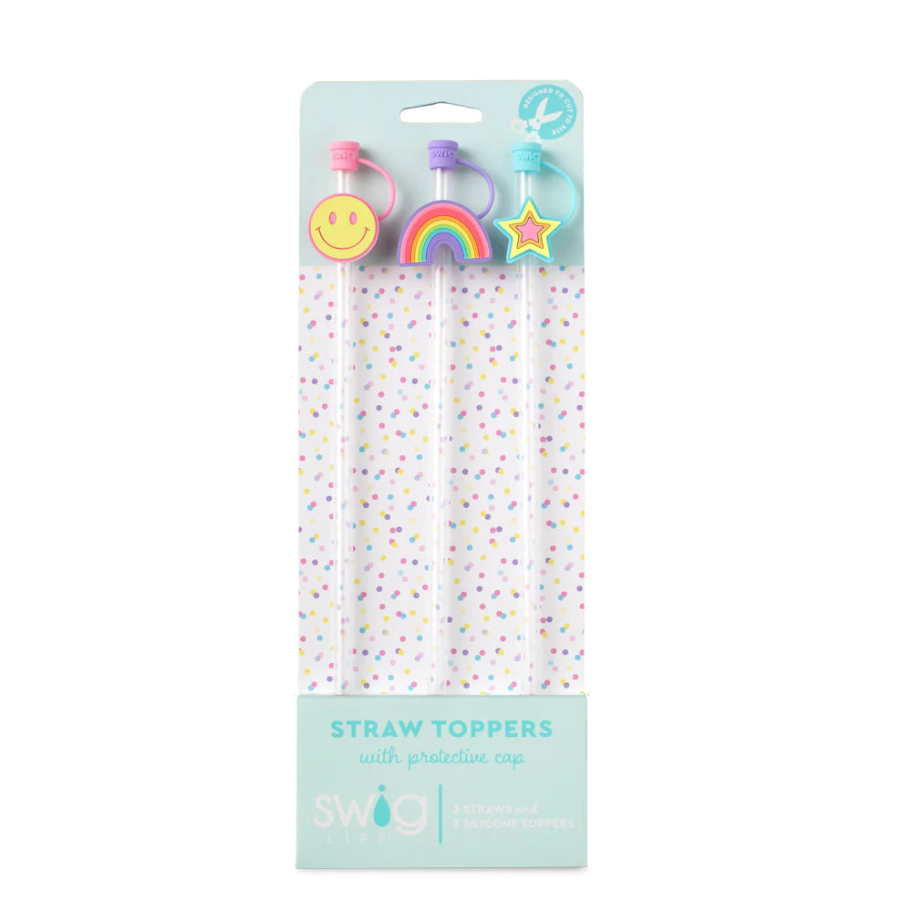 Oh Happy Day Straw Toppers with Protective Cap by Swig Life