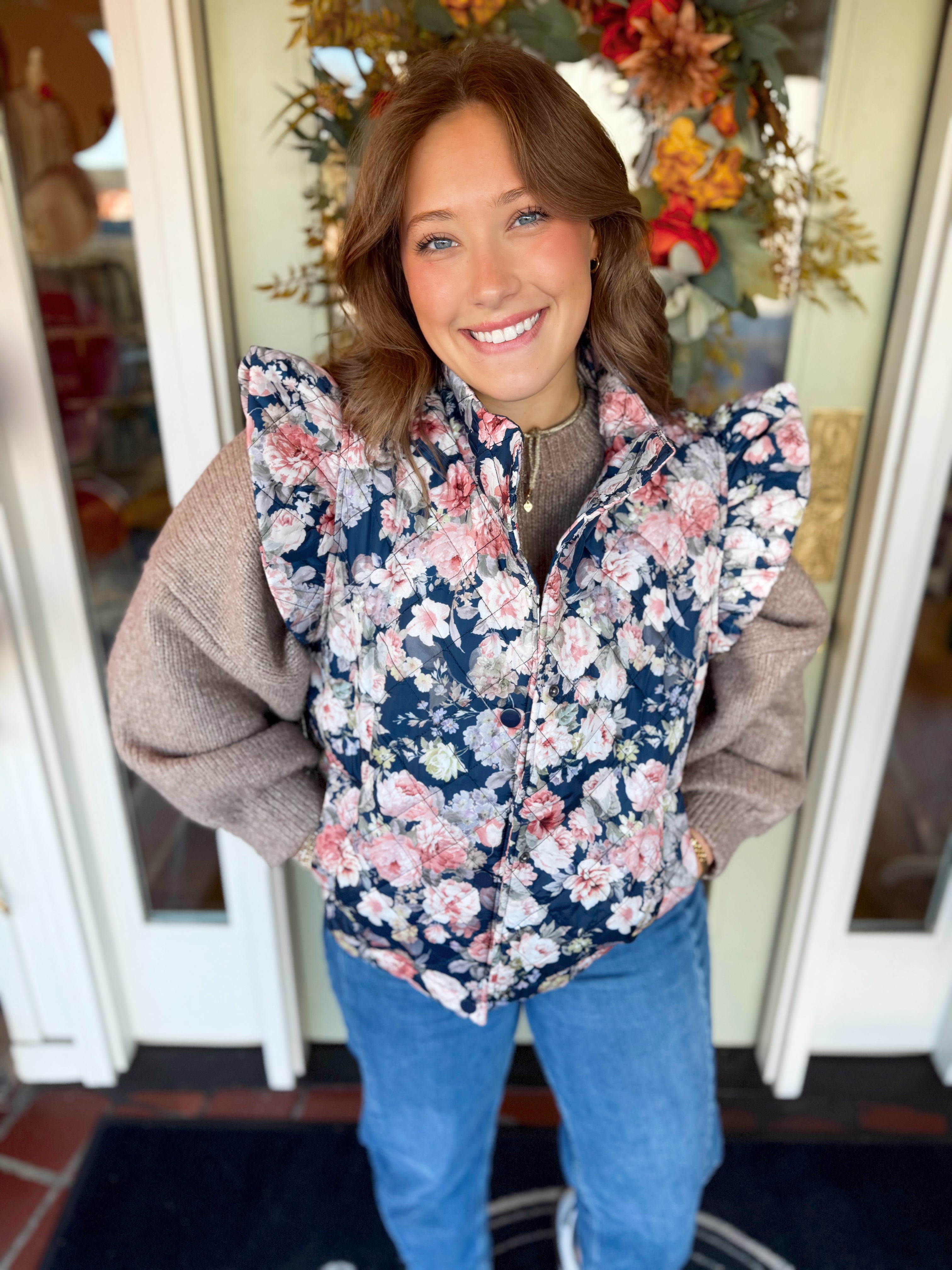 The Chelle Quilted Floral Vest