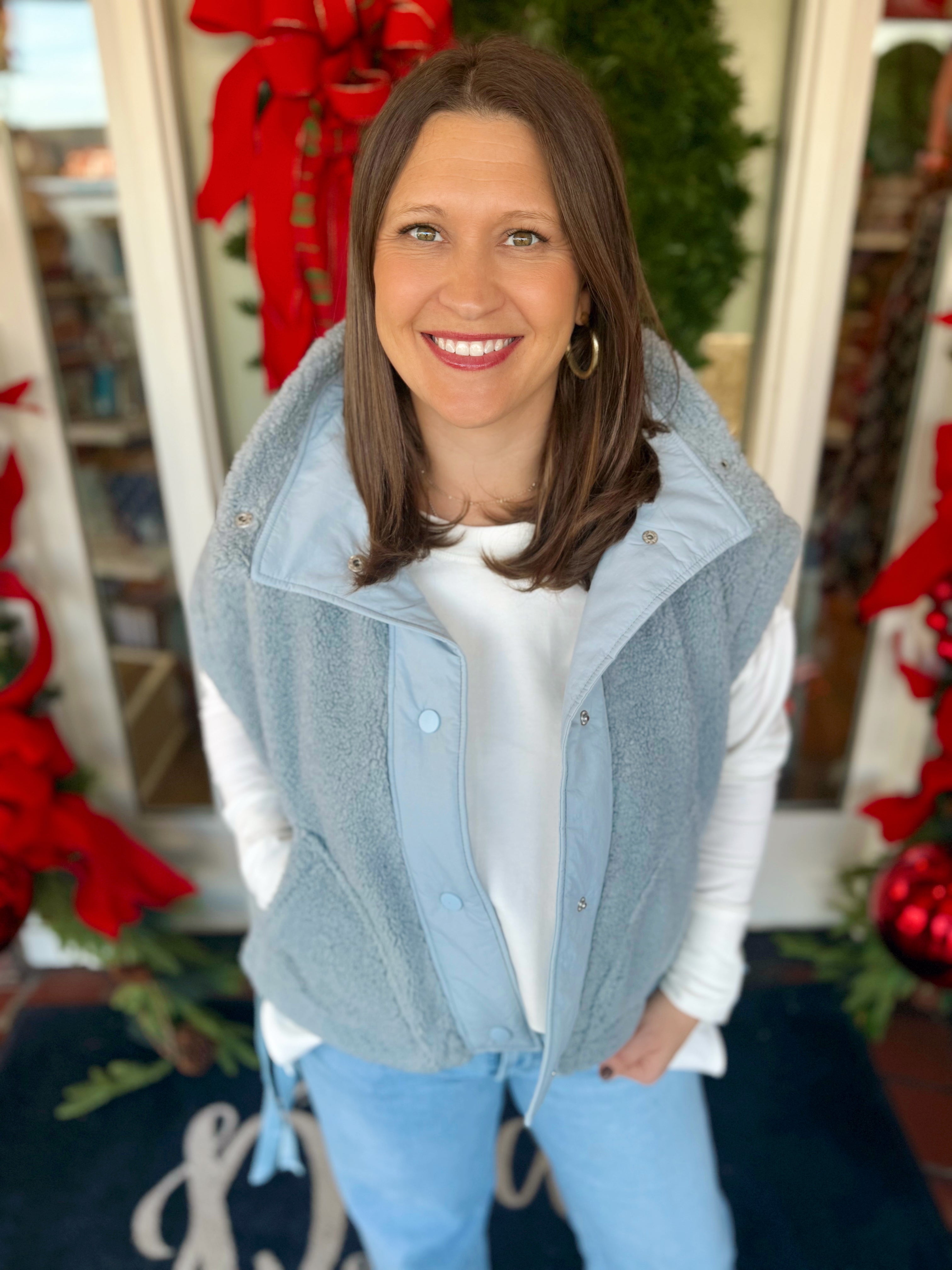 The Kamden Fleece Vest in Blue