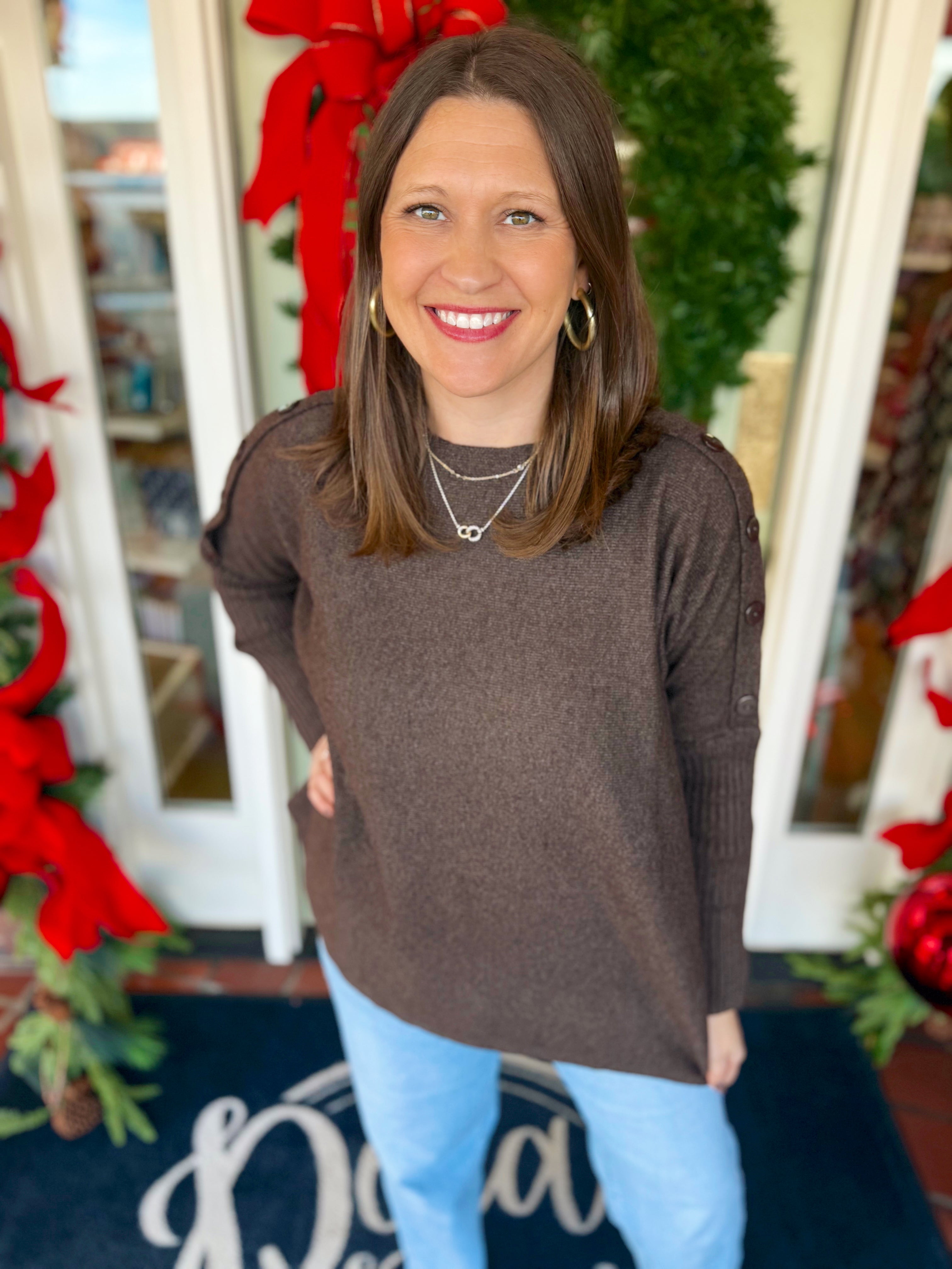 The Sheffield Button Down Sweater in Brown