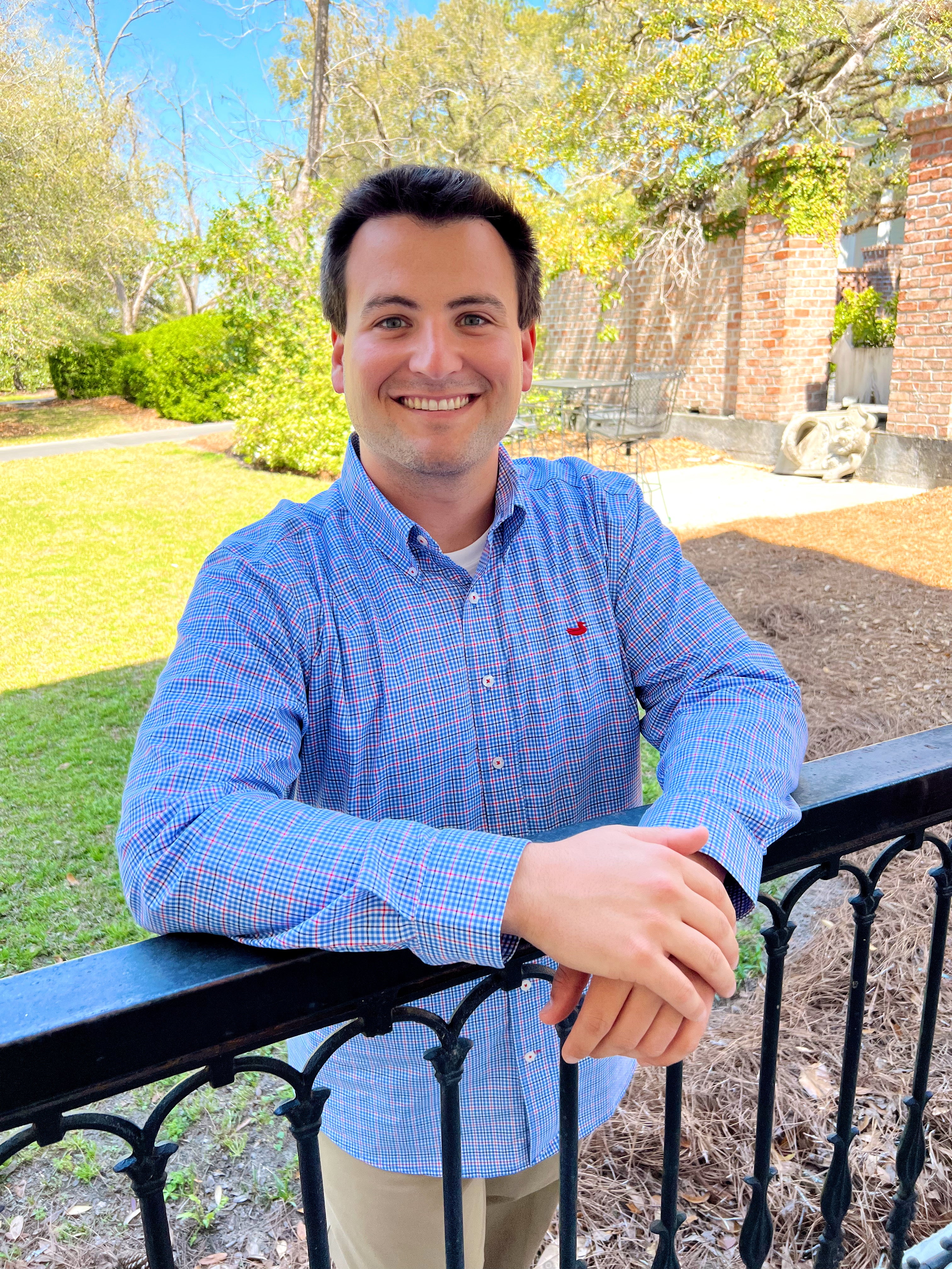 Dyer Performance Gingham Dress Shirt In Navy & Red By Southern Marsh