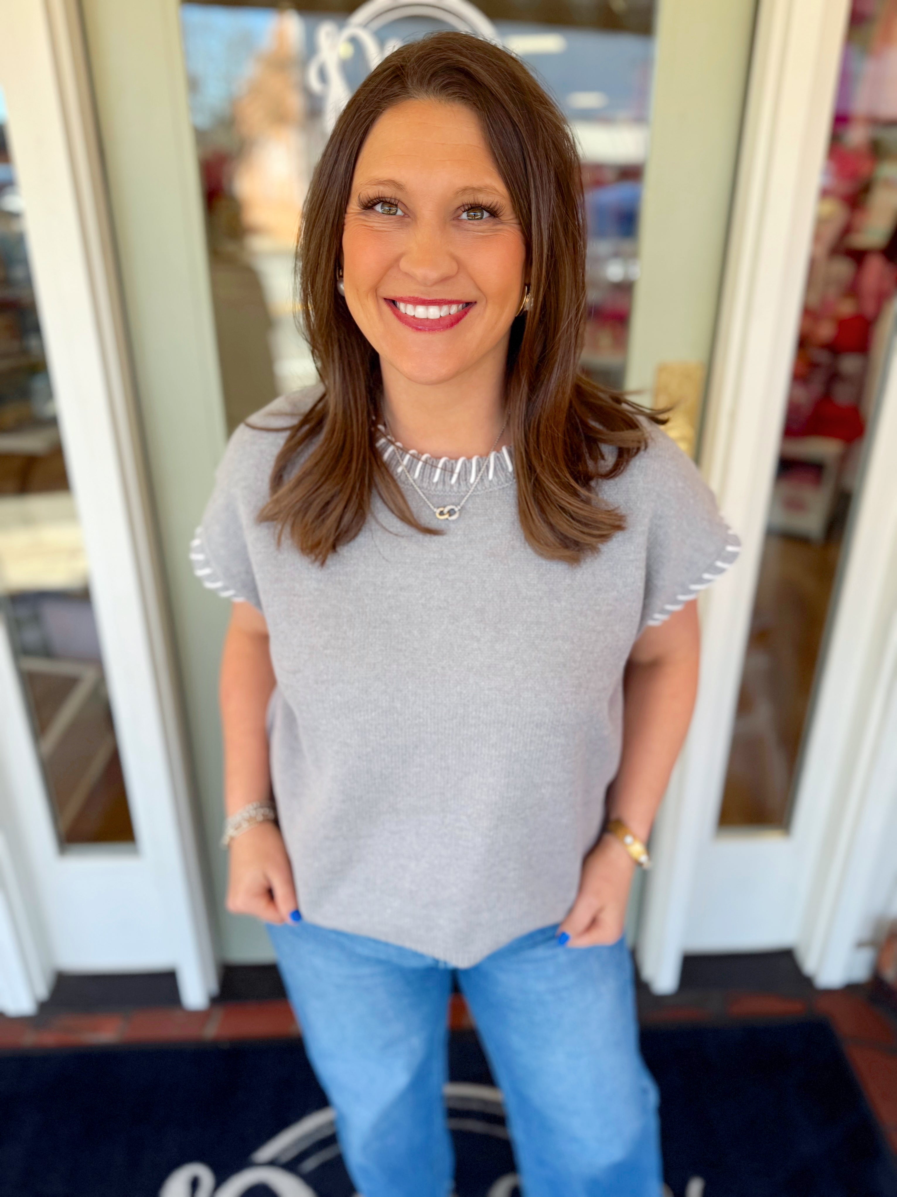 The Della Top in Grey