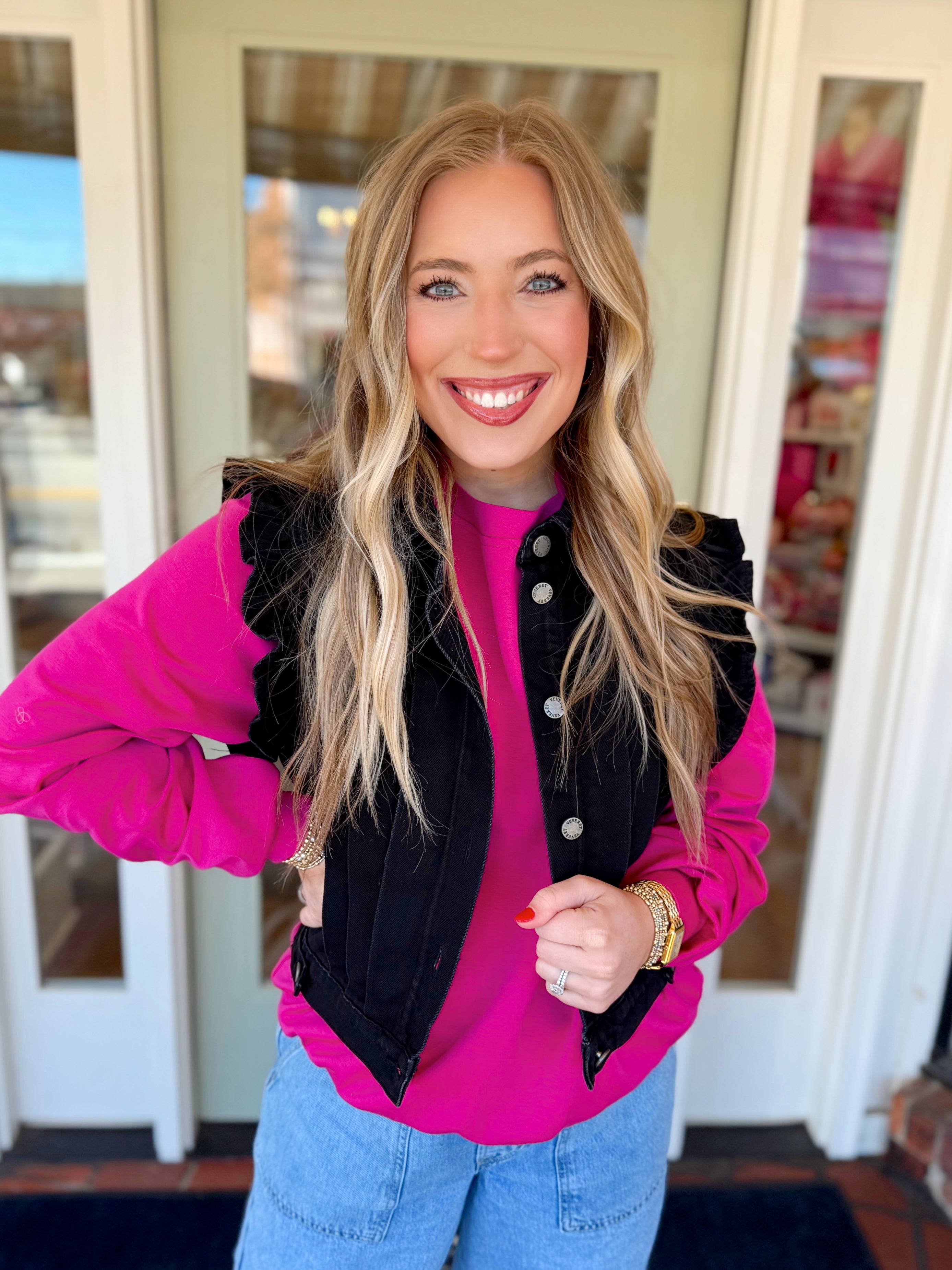 The Shelia Black Denim Vest