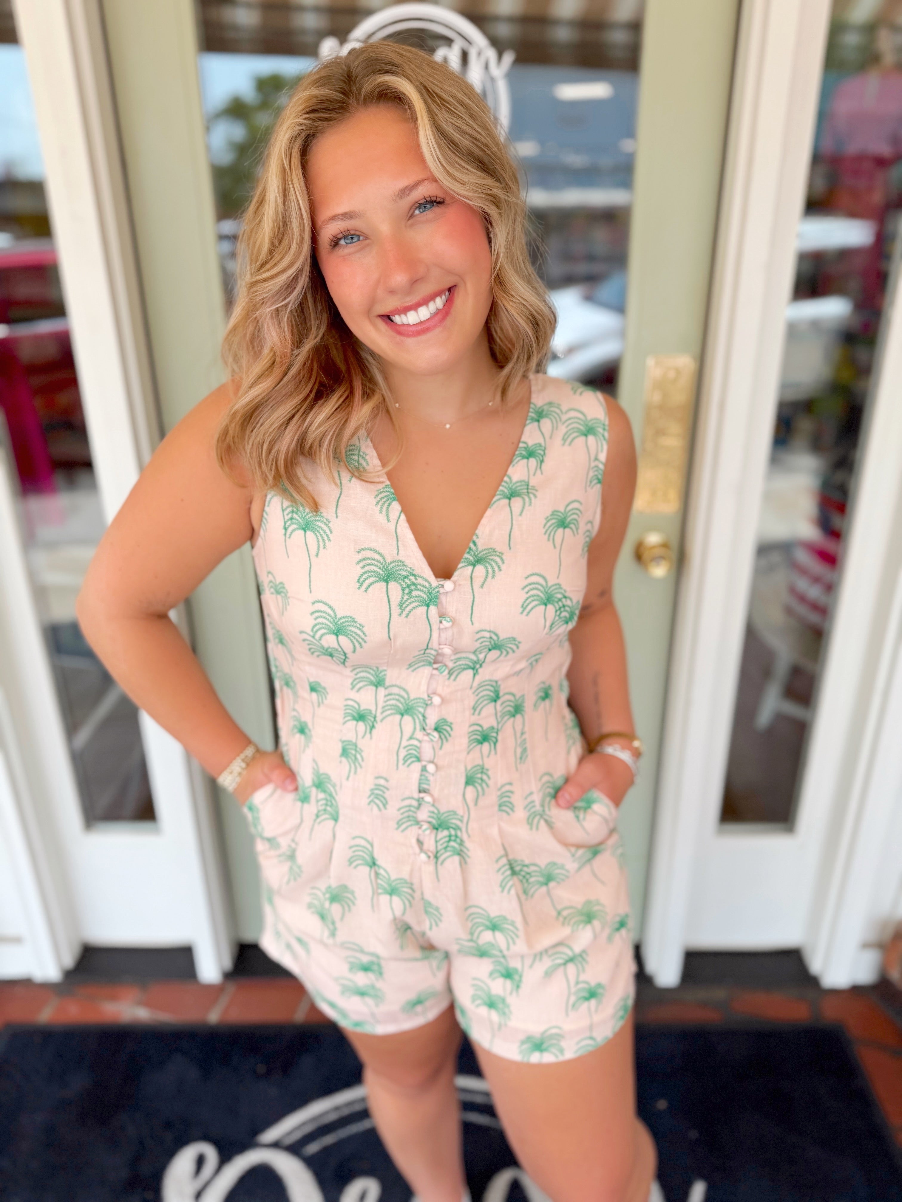 The Elise Palm Romper