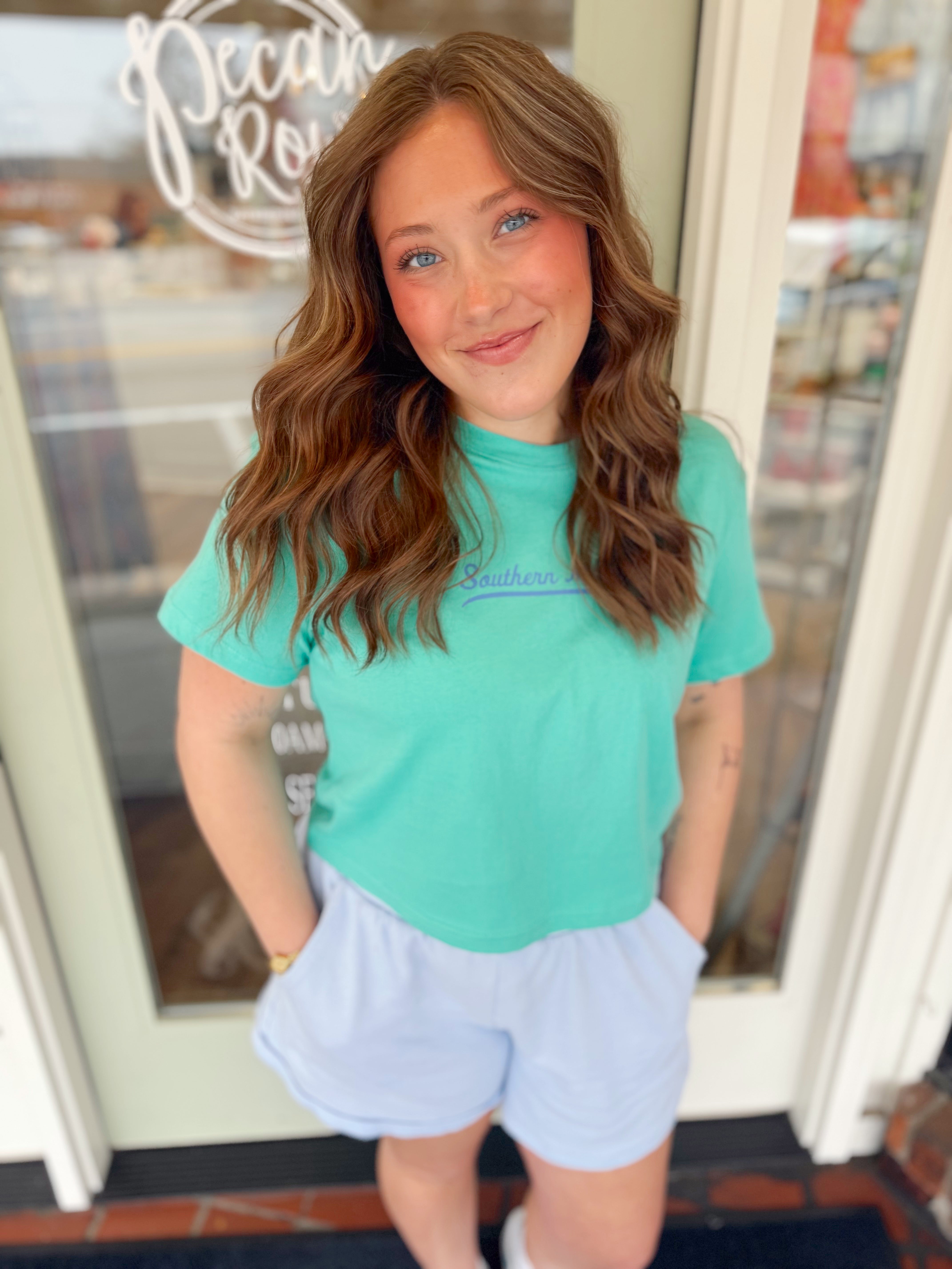 Ballpark Trademark Tee in Mint By Southern Marsh