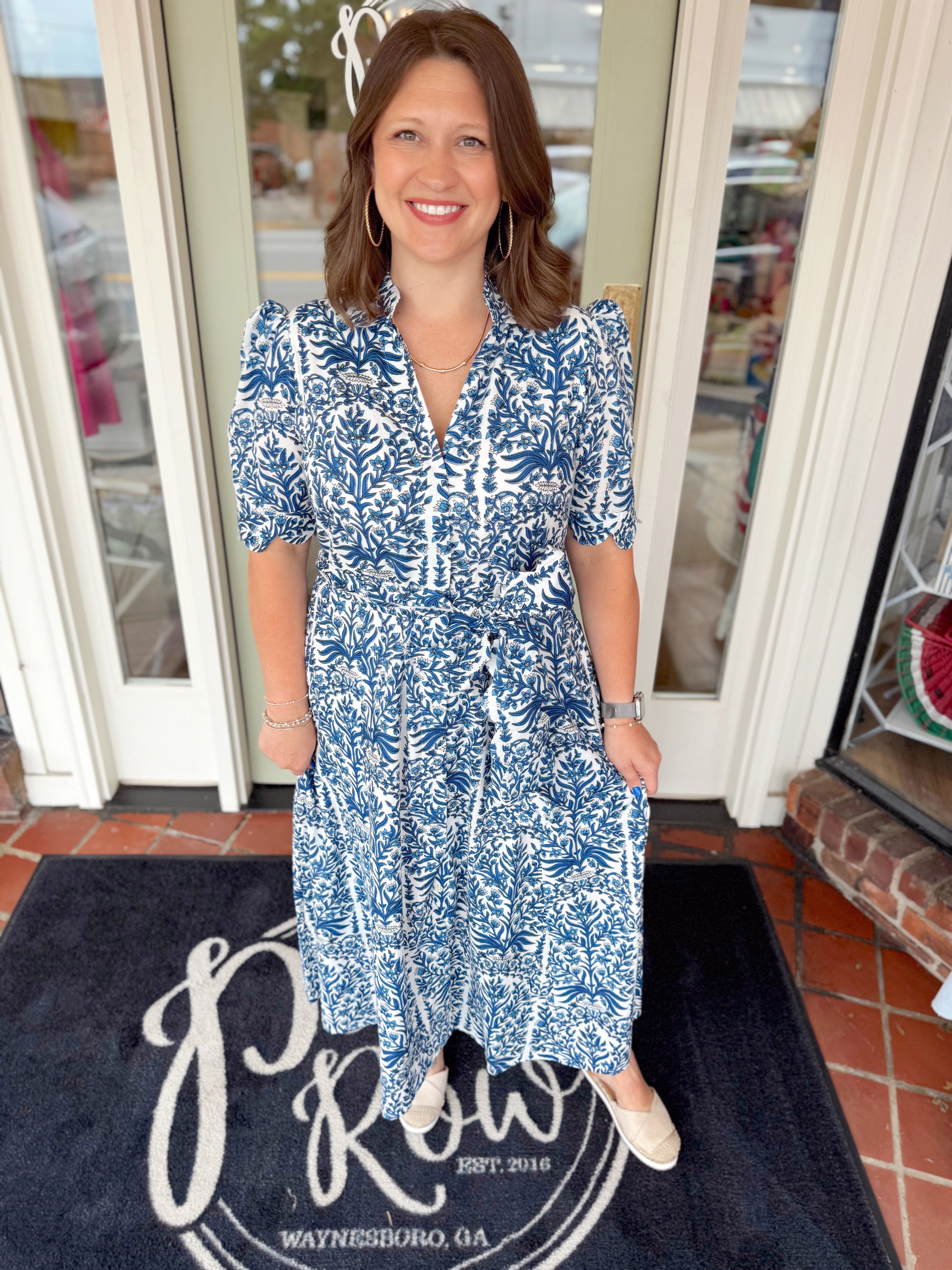 Blue Italian Grace Scalloped Dress