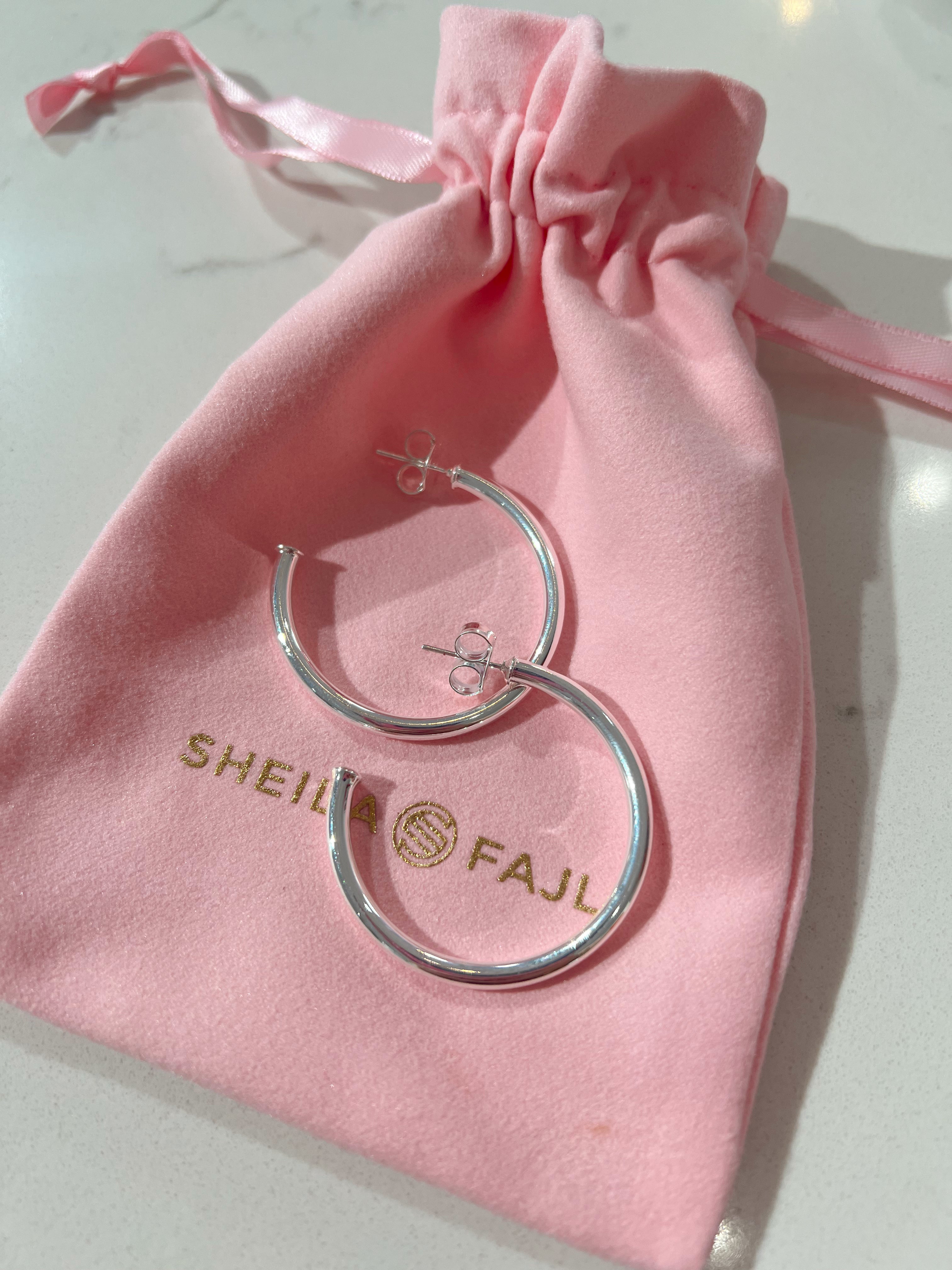 Shiny Silver Petite Everybody's Favorite Hoops by Sheila Fajl