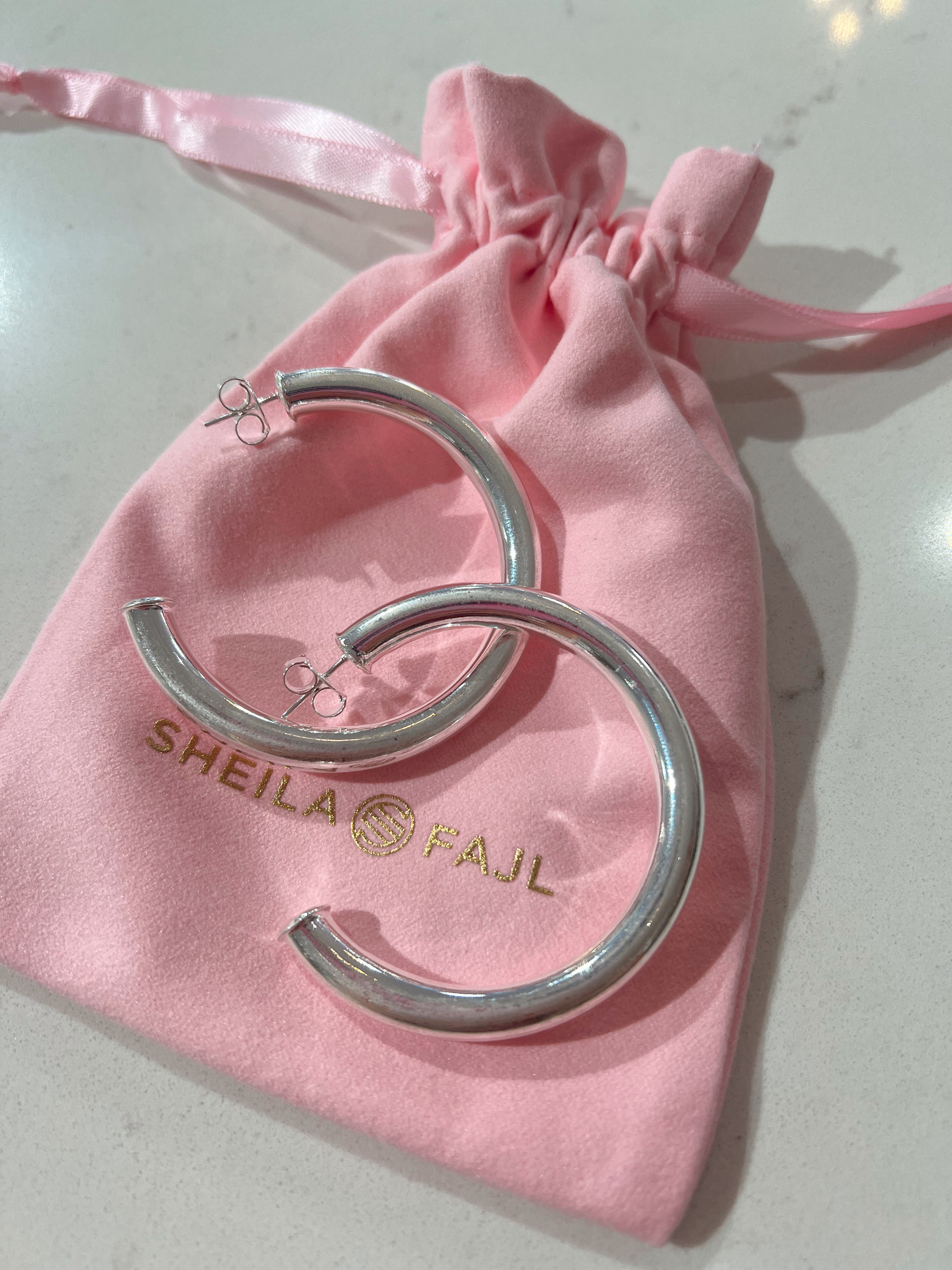 Small Silver Arlene Hoops by Sheila Fajl